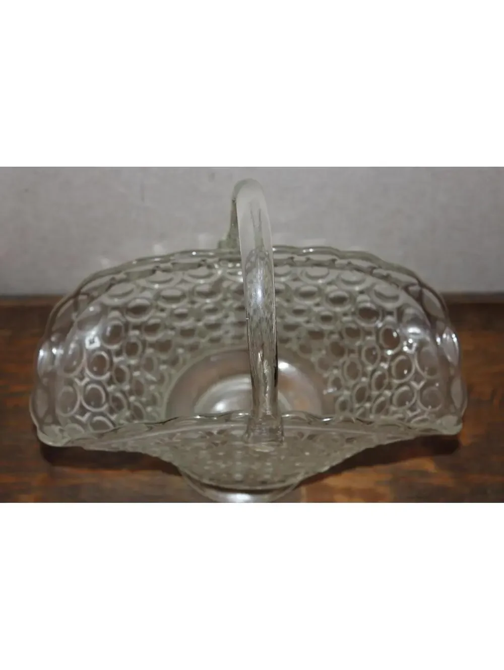 Vintage L E Smith Glass Bullseye Thousand Eyes Bridal Basket